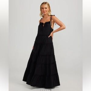 CHARLIE HOLIDAY Senorita Maxi Dress in Black NWT Size S
